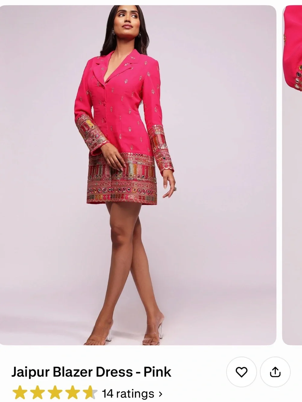 Embellished Pink Blazer Dress